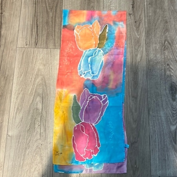 Hand painted Silk scarf by Janet Eby - Picture 2 of 6